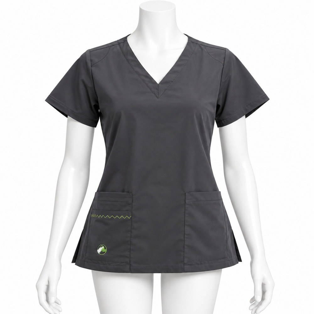 Crocs Medical Apparel Scrub Top Womens Small Black V-Neck Short Sleeve Pocket